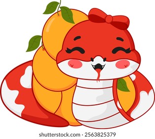 Chinese New Year Snake with Tangerine Illustration