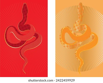 chinese new year the snake zodiac sign on color background. A vector illustration of Year of Snake.