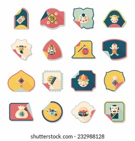 Chinese New Year sticker banner design flat background,eps10