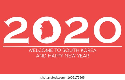 Chinese New Year style 2020 Text Silhouette Map of South Korea