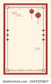 Chinese New Year style border, lanterns, background