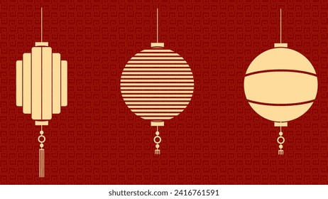 Chinese New Year symbols withlanterns and background patterns which completely conveys the meaning of Chinese New Year