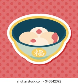 Chinese New Year tangyuan flat icon with long shadow,eps10