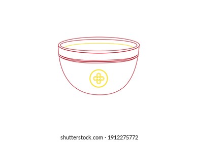 Chinese New Year Tea Glass Color Line Icon