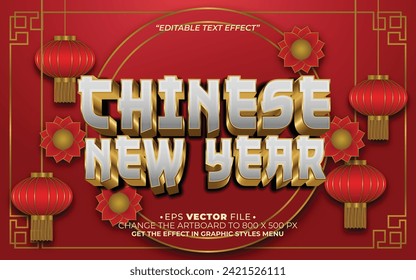 Chinese New Year text effect editable vector