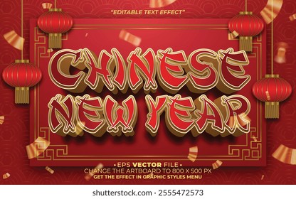 Chinese New Year text effect editable vector