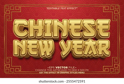 Chinese New Year text effect editable vector