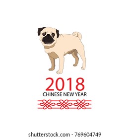 Chinese New Year of tha Earth Dog.2018.Vector illustration.