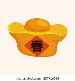 Chinese New Year theme elements, Gold ingot means " wish good luck and fortune come."