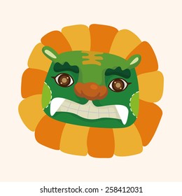 Chinese New Year theme elements, the dragon and lion dancing head