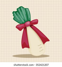 Chinese New Year theme elements, lucky white radish with Chinese words means " Wish it can brings luck to you in the new year."