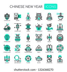 Chinese New Year , Thin Line and Pixel Perfect Icons