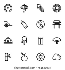 Chinese New Year. Thin outline flat design icons. 