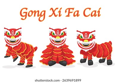 Chinese New Year: Three Adorable Red Lion Dance Costumes, Gong Xi Fa Cai