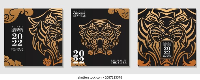 Chinese New Year Of Tiger 2022 Social Media Post Page Elegant Style Book Cover, Banner, Poster, Card, Invitation