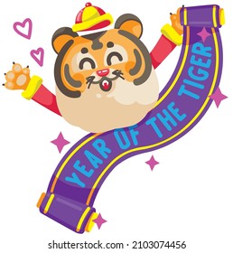 Chinese New Year.  Year of the Tiger cartoon character.