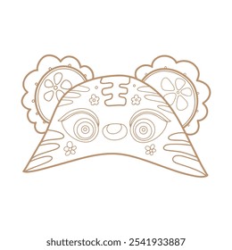 Chinese new year tiger head hat illustration