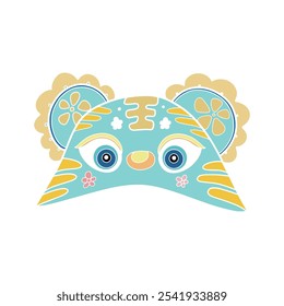 Chinese new year tiger head hat illustration