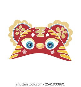 Chinese new year tiger head hat illustration