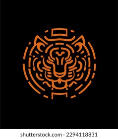 Chinese New Year tiger logo illustration design, Chinese style tiger animal character. Happy Chinese New Year