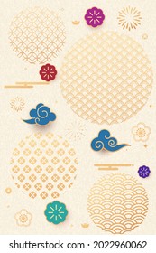 Chinese New Year traditional design element,Auspicious clouds and flowers