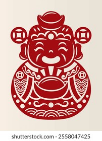 Chinese new year traditional papercut-the God of Wealth.