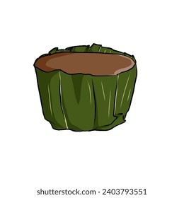 Chinese new year traditional sticky rice cake niangao locally known as kue keranjang wrapped with banana leaves png illustration