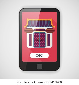 Chinese New Year traditional temple flat icon with long shadow,eps10
