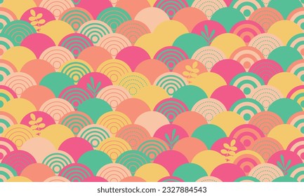 Año nuevo chino. Diseño abstracto de vectores chinos. El fondo japonés tradicional con olas. Patrón transparente