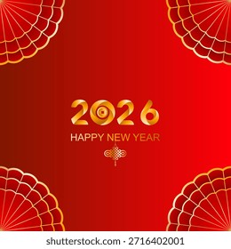 Fondo chino del Vector del año Nuevo con las linternas rojas y los patrones dorados. Diseño oriental festivo para Anuncios y tarjetas de felicitación
