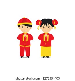 
Chinese new year vector couple design traditional and lantern
