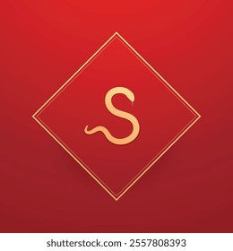 Chinese New Year vector design cards. 2025 year of the Snake. Lunar new year concept. Chinese New Year banner. Chinese frame.
