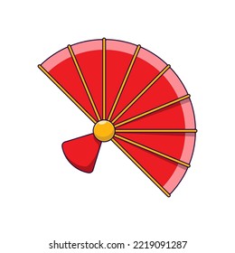 Chinese New Year. Vector detailed cartoon illustration of Chinese fan for web sites, articles, books, adverts, apps and other places