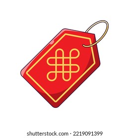 Chinese New Year. Vector detailed cartoon illustration of amulet with Chinese pattern for web sites, articles, books, adverts, apps and other places