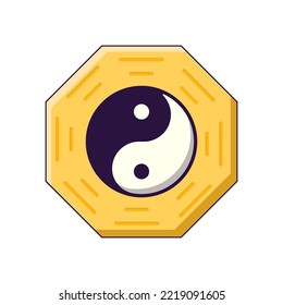 Chinese New Year. Vector detailed cartoon illustration of Yin Yang coin for web sites, articles, books, adverts, apps and other places