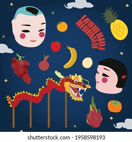 Chinese New Year vector element set