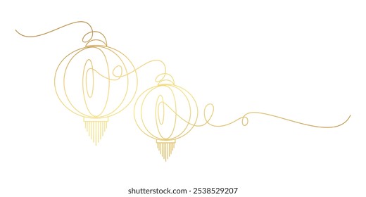 Chinese new year vector elements. Chinese lantern line art style.	