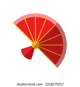 Chinese New Year. Vector flat icon of Chinese fan for web sites, apps, books, adverts, articles and other places. Vibrant illustration