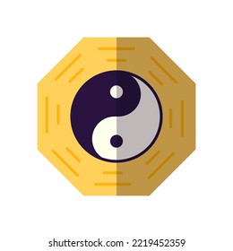 Chinese New Year. Vector flat icon of Yin Yang coin for web sites, apps, books, adverts, articles and other places. Vibrant illustration