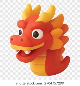 Conjunto de iconos de Vector de año Nuevo chino | Conjunto de iconos 3D | Dragón