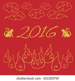 Chinese new year / vector illustration / golden and red