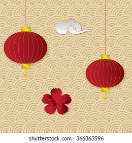 Chinese New Year. Vector Paper Graphic of Plum Blossom.