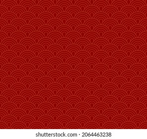 Chinese new year. Vector red abstract design. Japanese traditional background with waves