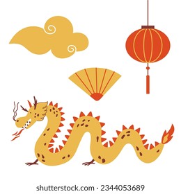 Chinese New Year Vector Set with dragon