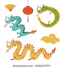 Chinese New Year Vector Set with dragons