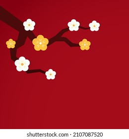 Chinese New Year wallpaper. Cherry blossom frame. Vector Cherry blossom for Chinese New Year and lunar new year.