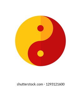 Chinese New Year YinYan Icon, Flat Vector