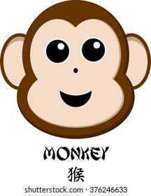 Chinese new year zodiac illustration for 2016, the monkey including the character