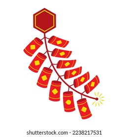 Chinese New Year's Firecrackers. Isolated on white. Vector illustration