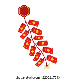 Chinese New Year's Firecrackers. Isolated on white. Vector illustration